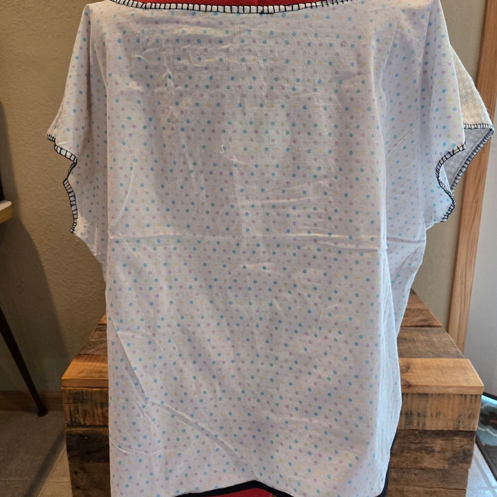 Patchwork Dachshund Top in Navy & Light Blue - Picture 5 of 6